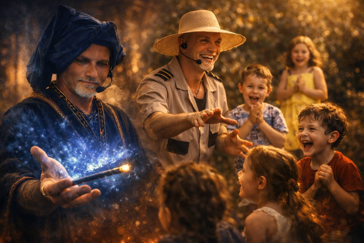 Spettacolo di magia per bambini con il mago Guglielmo Wilson durante una festa di compleanno con bambini stupiti