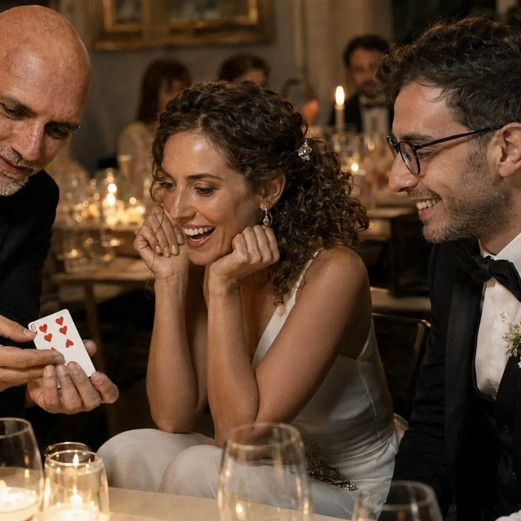 Mago spettacoli matrimoni a tavola tra sorrisi e candele