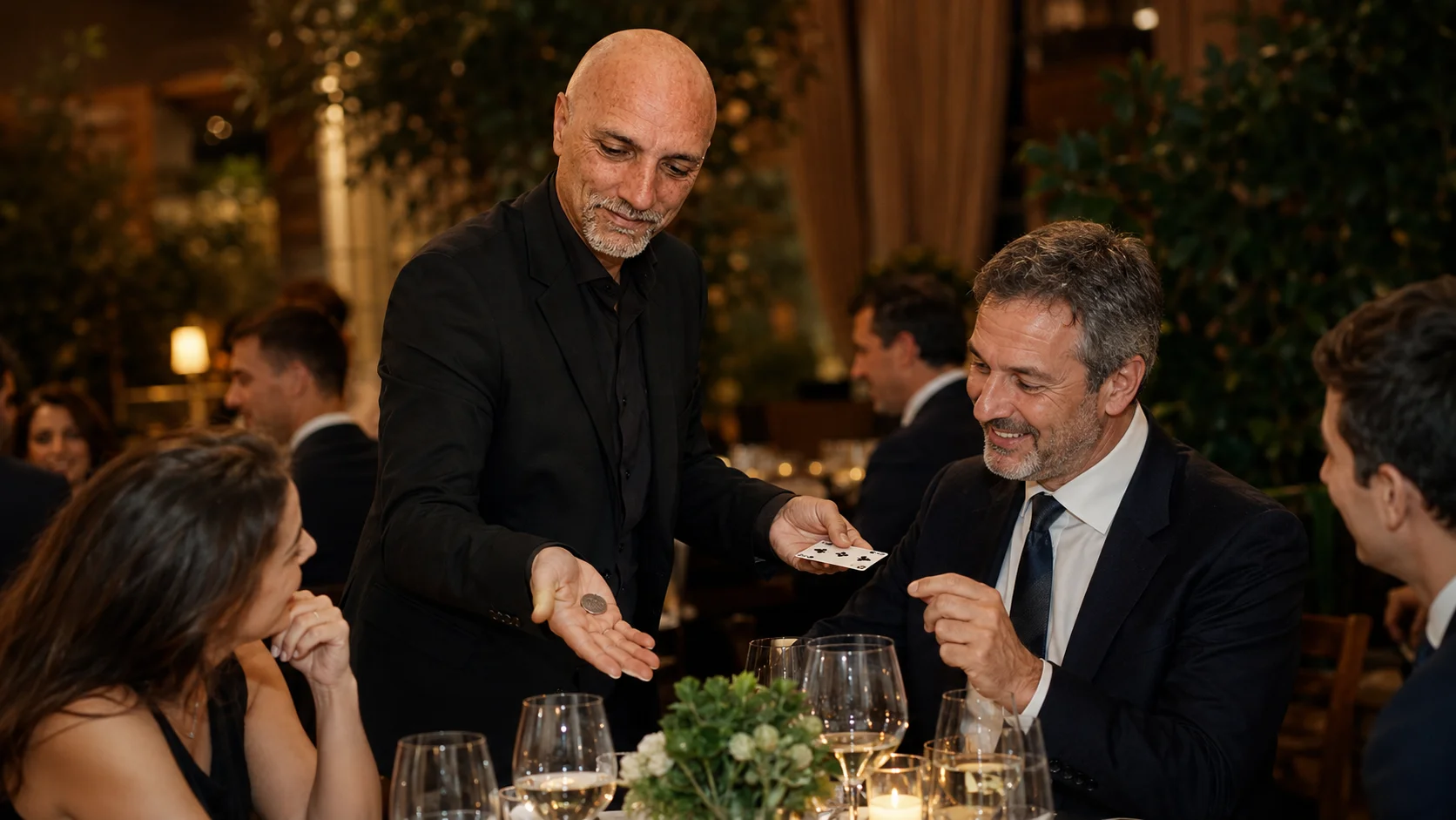 Guglielmo Wilson intrattiene i partecipanti durante un evento aziendale