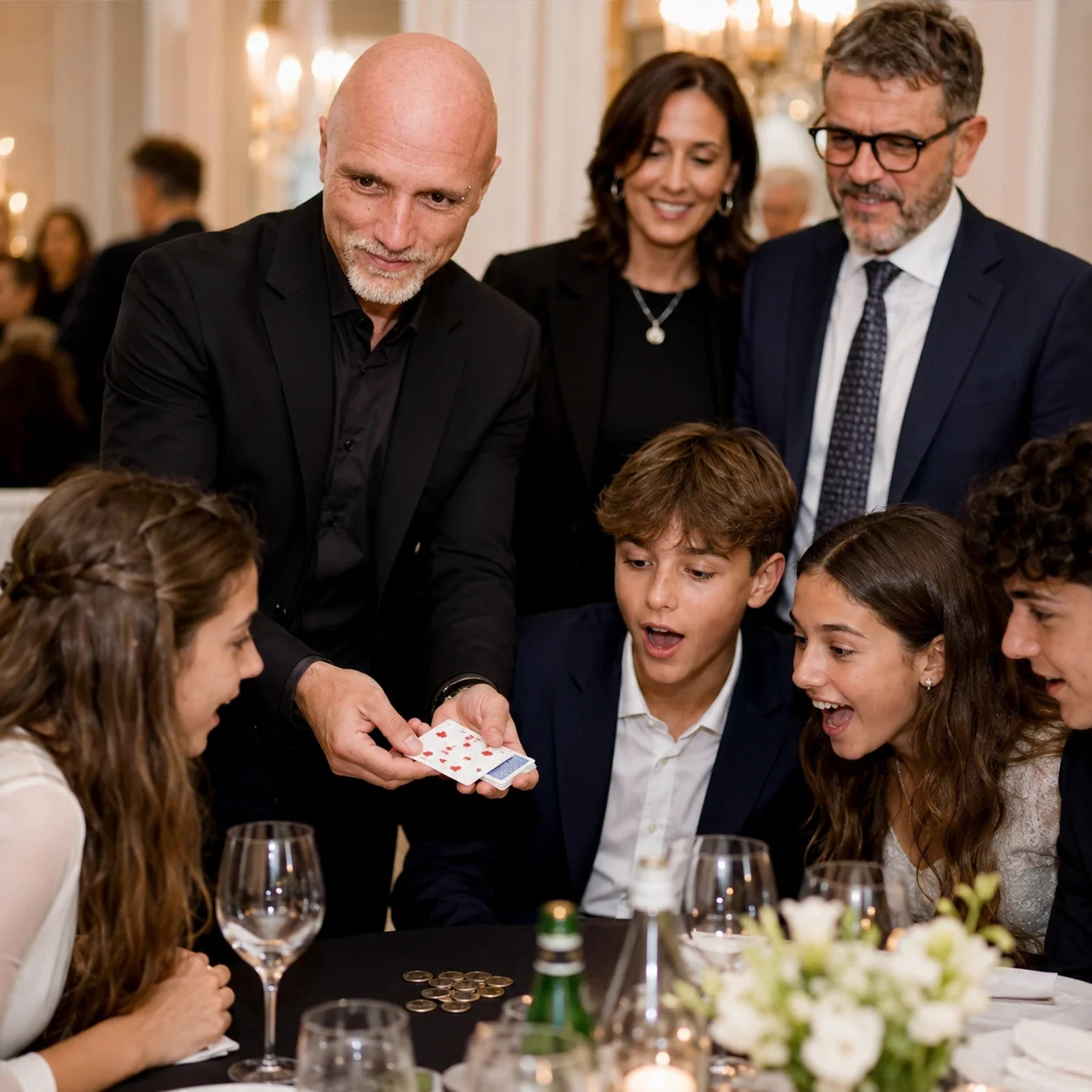 Trucchi di carte durante una festa familiare
