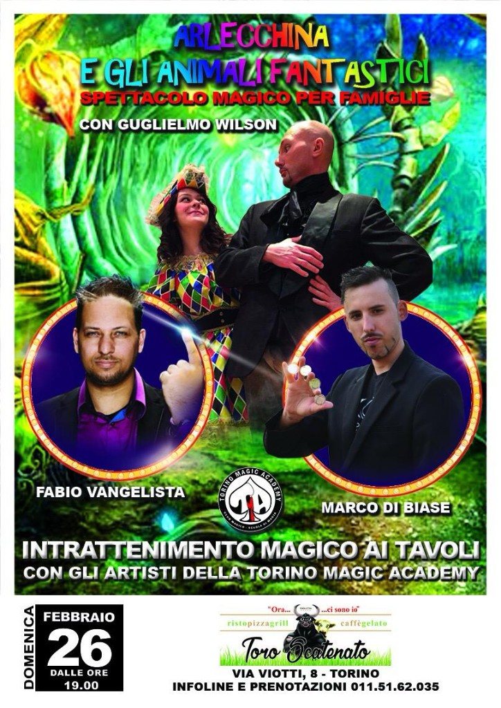 Locandina Arlecchina e gli Animali Fantastici con Guglielmo Wilson